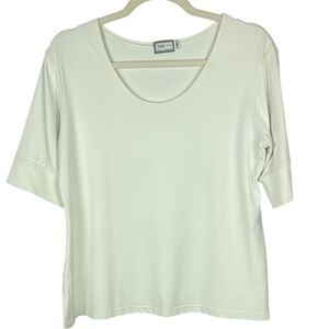 Sympli The Best White Fitted 3/4 Sleeve Top Size 12